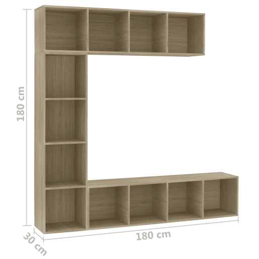 3 pcs conjunto Armário TV - Móvel de TVestante 180x30x180 cm carvalho sonoma