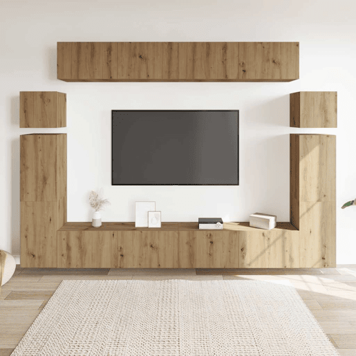 Conjunto de Armário TV - Móvel de TV parede 8 pcs madeira carvalho artisiano