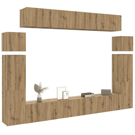 Conjunto de Armário TV - Móvel de TV parede 8 pcs madeira carvalho artisiano