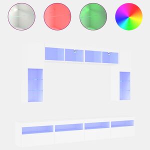 8 pcs conjunto de Móveis de parede para TV - Armários TV com luzes LED branco