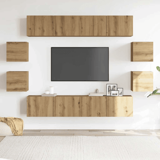 Conjunto de Armário TV - Móvel de TV parede 8 pcs madeira carvalho artisiano