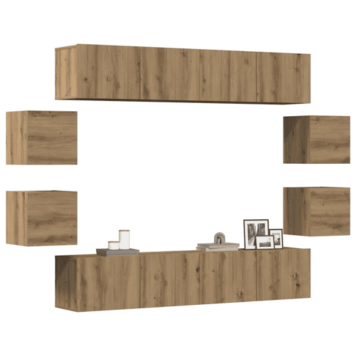 Conjunto de Armário TV - Móvel de TV parede 8 pcs madeira carvalho artisiano