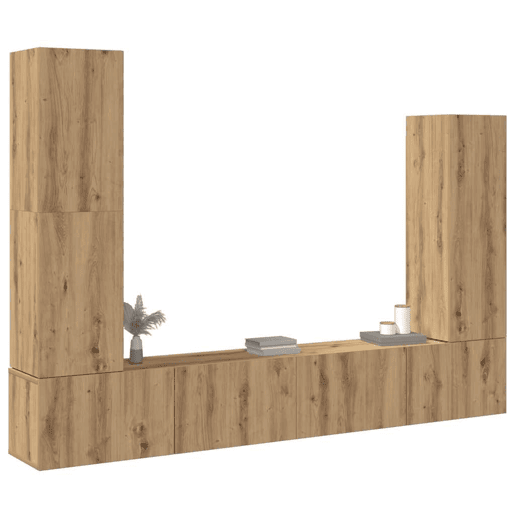 Conjunto de Armário TV - Móvel de TV parede 4 pcs madeira carvalho artisiano