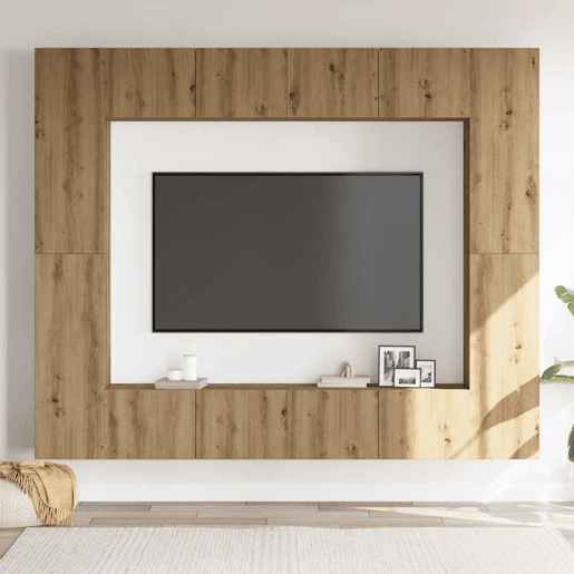 Conjunto de Armário TV - Móvel de TV parede 8 pcs madeira carvalho artisiano