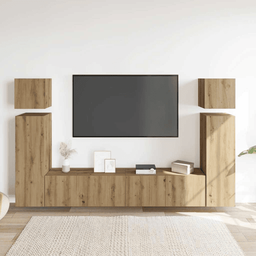 Conjunto de Armário TV - Móvel de TV parede 8 pcs madeira carvalho artisiano