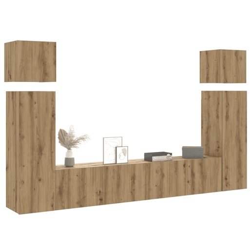 Conjunto de Armário TV - Móvel de TV parede 8 pcs madeira carvalho artisiano
