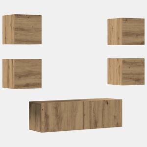 Conjunto de Armário TV - Móvel de TV parede 5 pcs madeira carvalho artisiano