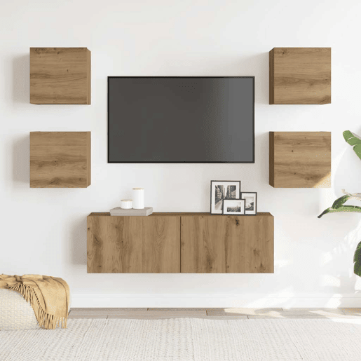 Conjunto de Armário TV - Móvel de TV parede 5 pcs madeira carvalho artisiano