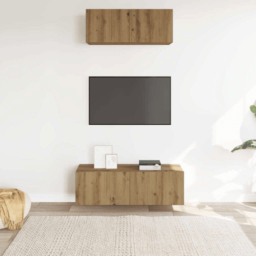 Conjunto de Armário TV - Móvel de TV parede 2 pcs madeira carvalho artisiano