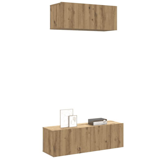 Conjunto de Armário TV - Móvel de TV parede 2 pcs madeira carvalho artisiano