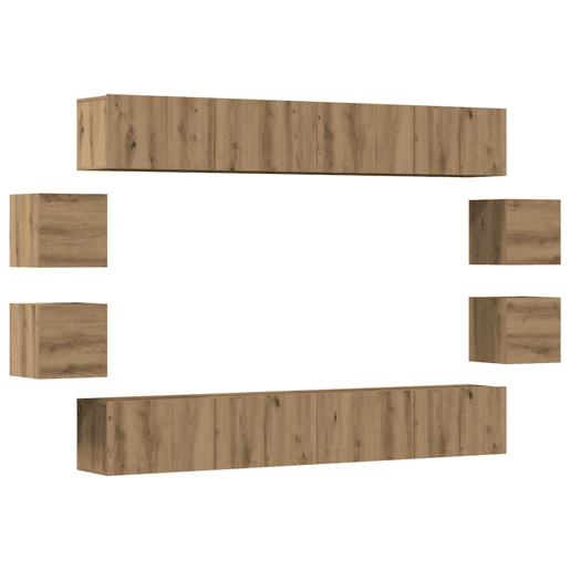 Conjunto de Armário TV - Móvel de TV parede 8 pcs madeira carvalho artisiano