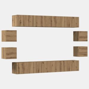 Conjunto de Armário TV - Móvel de TV parede 8 pcs madeira carvalho artisiano