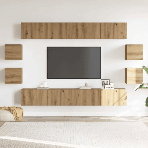 Conjunto de Armário TV - Móvel de TV parede 8 pcs madeira carvalho artisiano