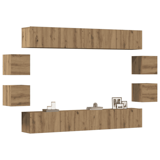 Conjunto de Armário TV - Móvel de TV parede 8 pcs madeira carvalho artisiano