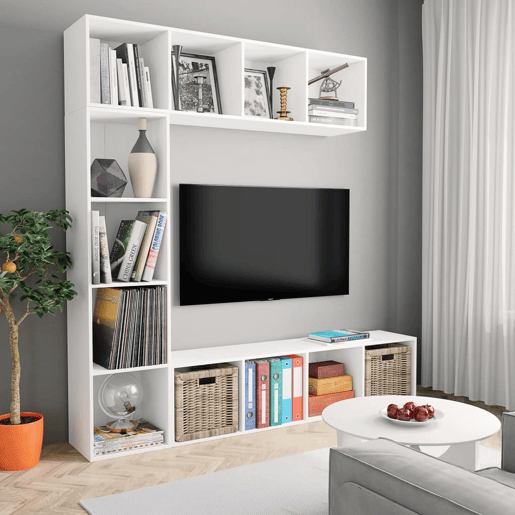 Conjunto armário de TV - Móvel TVestante 3 pcs 180x30x180 cm branco