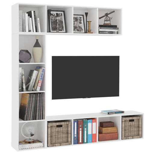Conjunto armário de TV - Móvel TVestante 3 pcs 180x30x180 cm branco