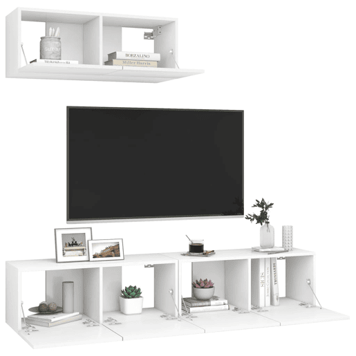 móveis de TV - Armários TV 3 pcs derivados de madeira branco