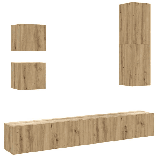 Conjunto de Armário TV - Móvel de TV parede 5 pcs madeira carvalho artisiano