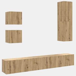 Conjunto de Armário TV - Móvel de TV parede 5 pcs madeira carvalho artisiano