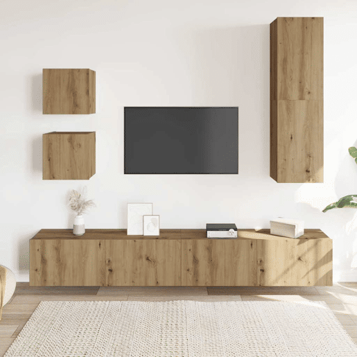 Conjunto de Armário TV - Móvel de TV parede 5 pcs madeira carvalho artisiano