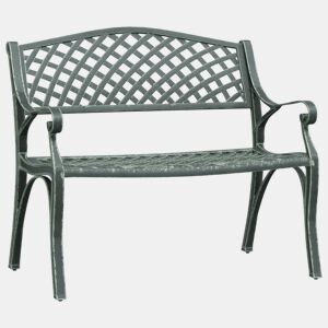Banco de jardim mobiliário de pátio exterior terraço 102 x 50 x 83 cm alumínio fundido verde 02_0011148