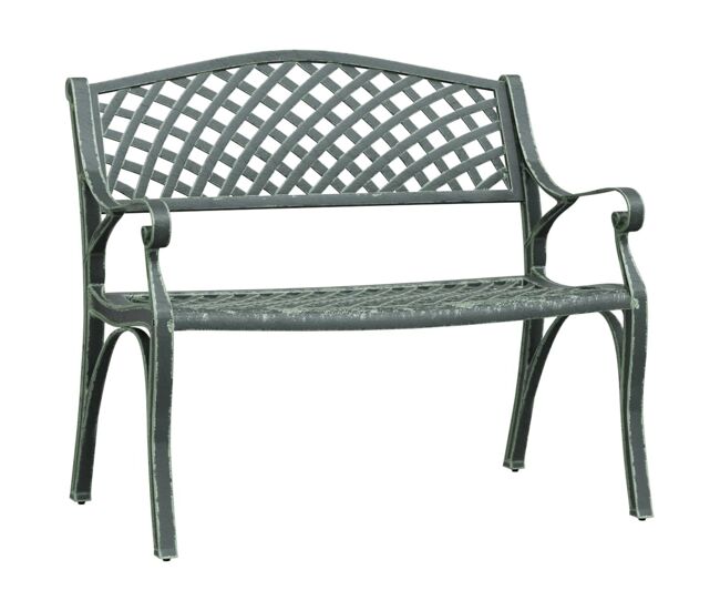 Banco de jardín Muebles de exterior para terraza terraza 102 x 50 x 83 cm aluminio fundido verde 02_0011148