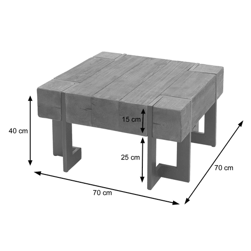 Mesa de centromesa de sala de estar em madeira de abeto marrom com pés de metal 70 x 70 cm 04_0008418