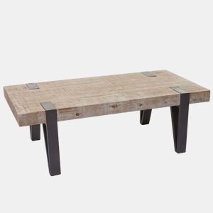 Mesa de centromesa de sala de estar rústica em madeira maciça de abeto certificada pelo FSC 40x120x60cm 04_0005006