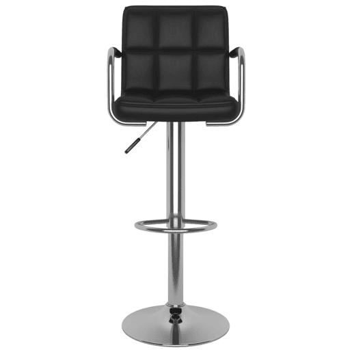 Conjunto de 2 banquetas altas com encosto e apoio de braços em PVC preto e aço DEC029810