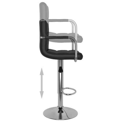 Conjunto de 2 banquetas altas com encosto e apoio de braços em PVC preto e aço DEC029810