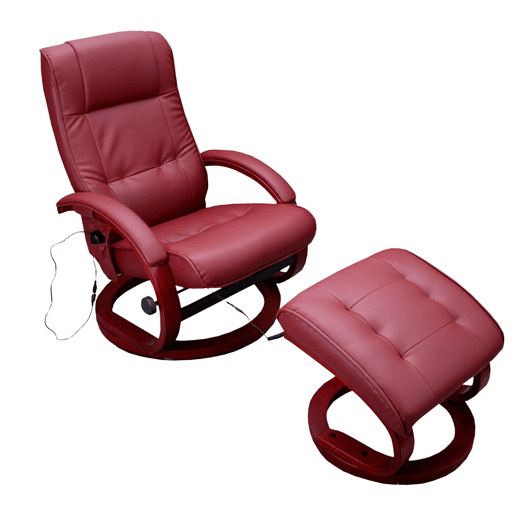 Poltrona relaxante para TV com função de massagem e apoio para os pés em material sintético cor bordô 04_0002014