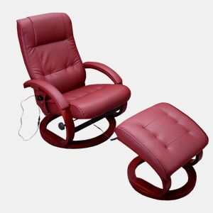 Poltrona relaxante para TV com função de massagem e apoio para os pés em material sintético cor bordô 04_0002014