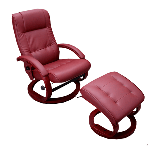 Poltrona relaxante para TV com função de massagem e apoio para os pés em material sintético cor bordô 04_0002014