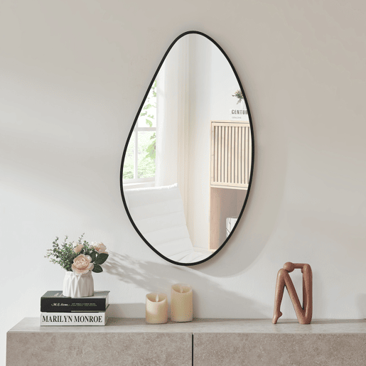 Espelho de parede Orland em forma de gota 82x46 cm Preto en.casa