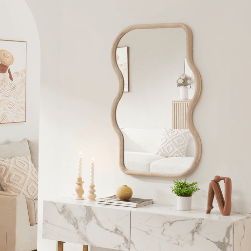 Espelho de parede Bellerirnu forma curva 90x60 cm - Carvalho Sonoma en.casa