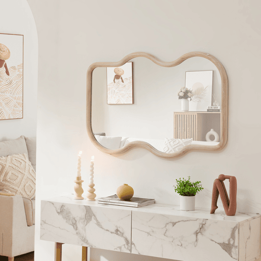 Espelho de parede Bellerirnu forma curva 90x60 cm - Carvalho Sonoma en.casa