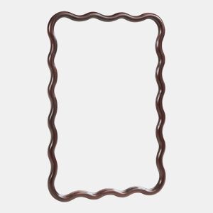 Espelho de parede Porloskid forma de onda 90x60 cm castanho escuro en.casa