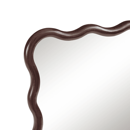 Espelho de parede Porloskid forma de onda 90x60 cm castanho escuro en.casa