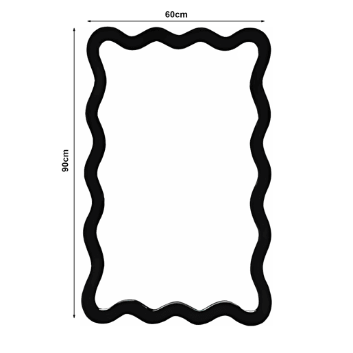 Espelho de parede Koster moldura ondulada 90x60 cm preto en.casa