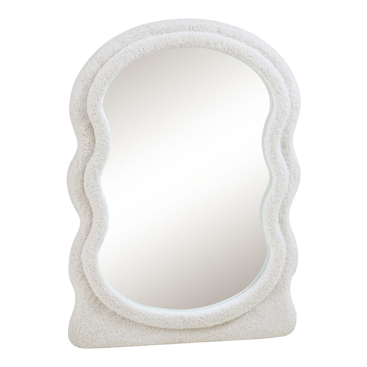 Espejo de pared brummen 80x60 cm con marco de peluche - blanco [en.casa]