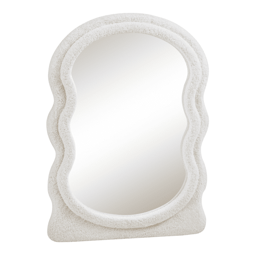Espelho de parede Brummen 80x60 cm moldura de peluche branco en.casa