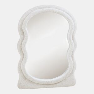 Espelho de parede Brummen 80x60 cm moldura de peluche branco en.casa