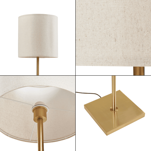 Candeeiro de pé Fildholm metálica 157cm cor de latãoaparência de linho lux.pro