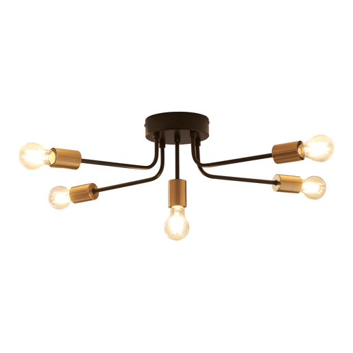 Candeeiro de teto Benfleet 5xE27 altura 21 cm pretolatão colorido lux.pro