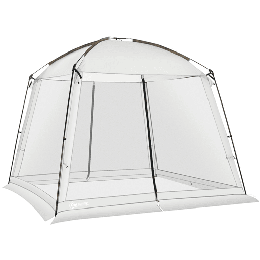Outsunny Tenda de Jardim 3x3 m Tenda para 6-8 Pessoas com 4 Mosquiteiras e 2 Portas Proteção UV50+ Inclui Bolsa de Transporte para Pátio Exterior Branco