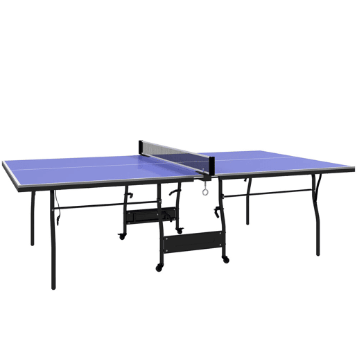SPORTNOW Mesa de Ping Pong Dobrável Mesa de Ping Pong Profissional de Tamanho Padrão com Rodas Inclui 2 Raquetes e 3 Bolas para Interior 274x152,5x76 cm Azul