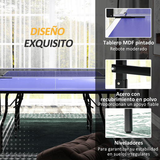 SPORTNOW Mesa de Ping Pong Dobrável Mesa de Ping Pong Profissional de Tamanho Padrão com Rodas Inclui 2 Raquetes e 3 Bolas para Interior 274x152,5x76 cm Azul