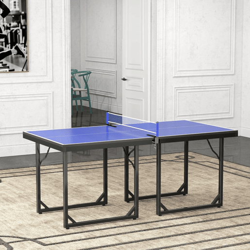 HOMCOM Mesa de Ping Pong Dobrável Mesa de Ping Pong Profissional com Rede e Estrutura de Aço para Interior e Exterior 182x91x76 cm Azul
