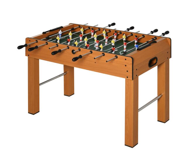 Homcom futbolín de madera profesional para niños y adultos mesa de futbolín con 8 barras y 2 pelotas para casa o salas de juego fácil de montar 122x61x80,7 cm natural