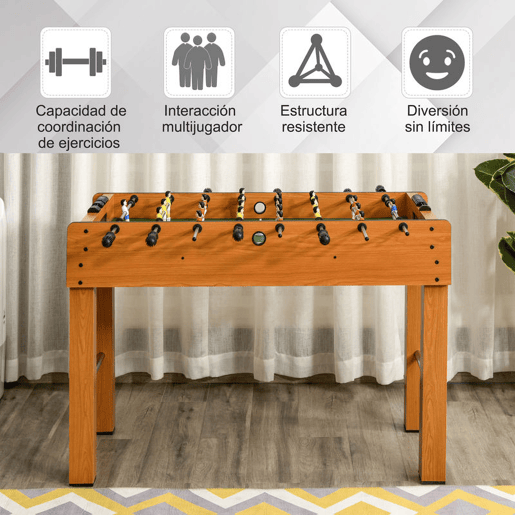 HOMCOM Matraquilho Profissional para Crianças e Adultos Mesa de Matraquilho com 8 Barras e 2 Bolas para Casa Sala de Jogos 122x61x80,7 cm Madeira